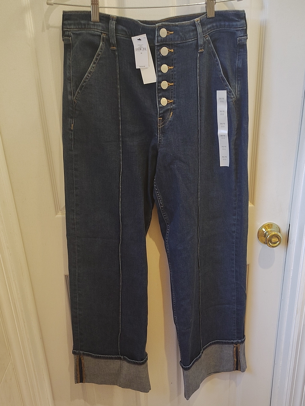 Banana Republic Factory Dark Blue Straight-Leg Jeans with Button-Fly Detail 10
